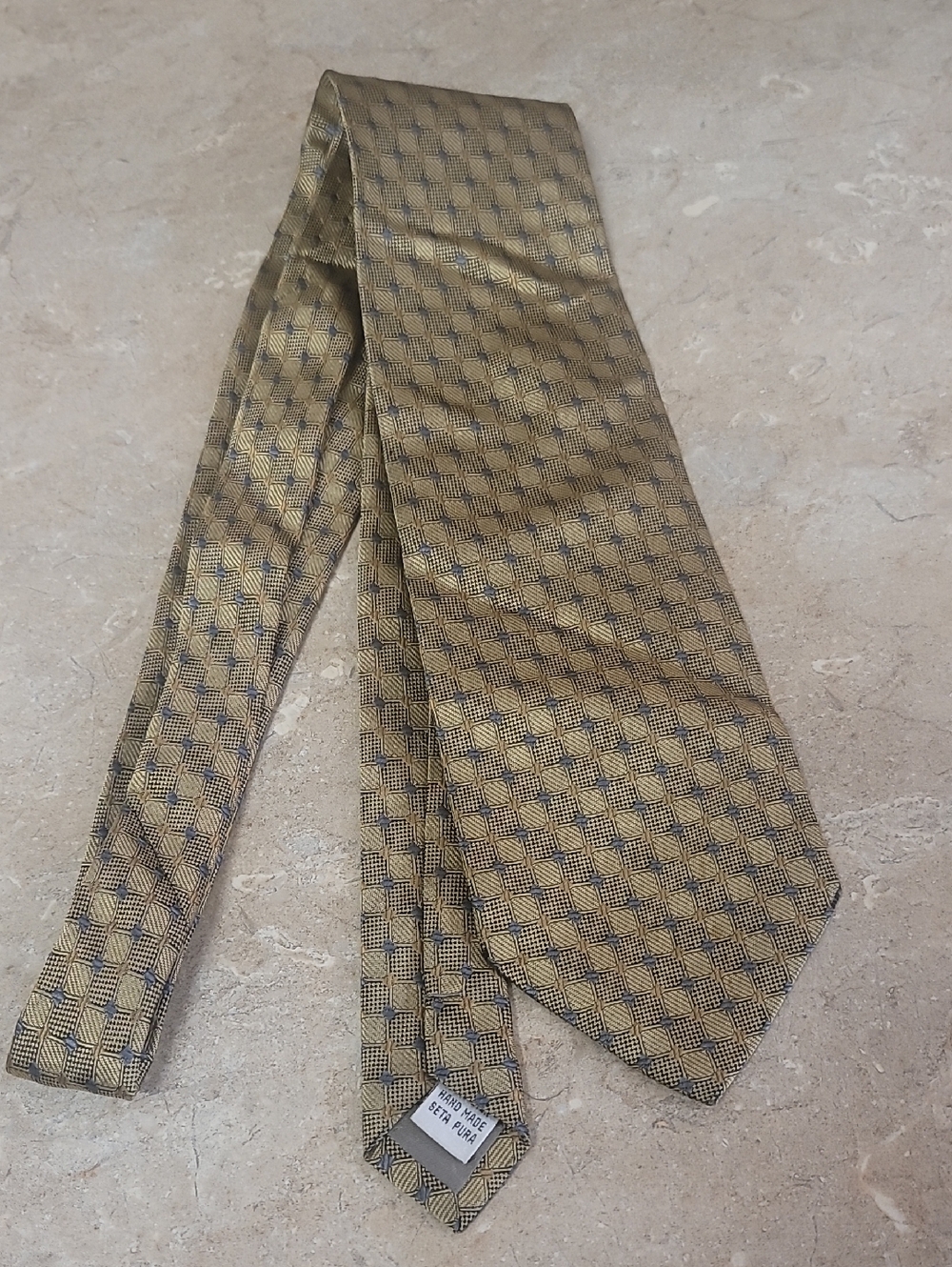 Gold Geometric Silk Tie - Unbranded